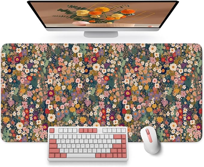 Large Mouse Pad for Desktop, Cute Desk Mat Pad Protector for Work & Gaming, Aesthetic Pretty Anti-Slip Laptop Blotter Cover for Office School Home Supplies, Garden, 31.5" x 11.8"