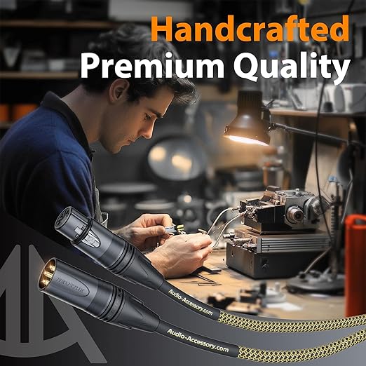 Gold Series Star Quad XLR Cables 10ft「Gold Plated Neutrik Connectors」 Handmade Microphone Cable with Kevlar-Reinforced Nylon Braided, 100% Coverage OFC Braided and Al-Foil Shield