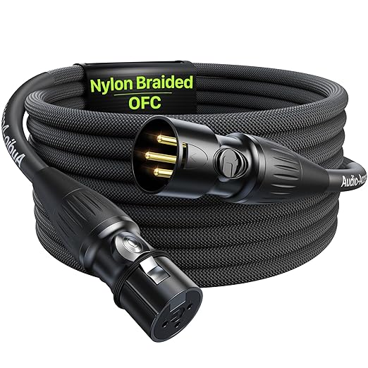 XLR Cables 10ft 1 Pack, Professional Gold-Plated Rean Connectors from Neutrik, Kevlar-Reinforced Nylon Braided Microphone Cable, Mic Cable, Durable Shielded and Balanced XLR Male to Female Cord