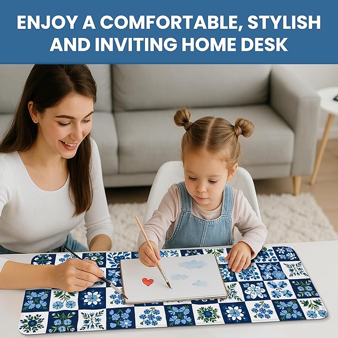 Large Mouse Pad for Desktop, Cute Desk Mat Pad Protector for Work & Gaming, Aesthetic Pretty Anti-Slip Laptop Blotter Cover for Office School Home Supplies, Petal Array, 31.5" x 11.8"