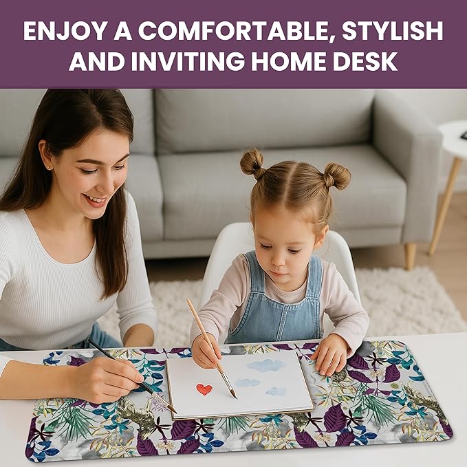 Large Mouse Pad for Desktop, Cute Desk Mat Pad Protector for Work & Gaming, Aesthetic Pretty Anti-Slip Laptop Blotter Cover for Office School Home Supplies, Jungle, 31.5" x 11.8"