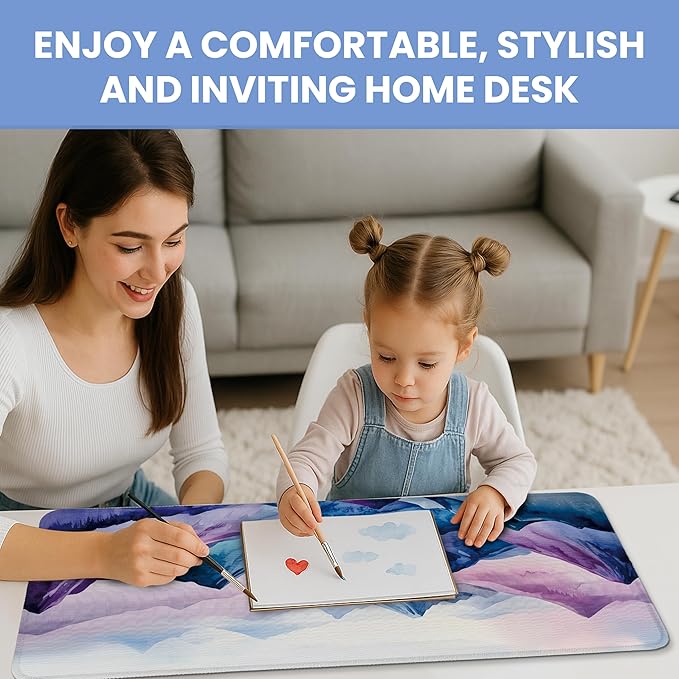 Large Mouse Pad for Desktop, Cute Desk Mat Pad Protector for Work & Gaming, Aesthetic Pretty Anti-Slip Laptop Blotter Cover for Office School Home Supplies, Distant Peaks, 35.4" x 15.7"