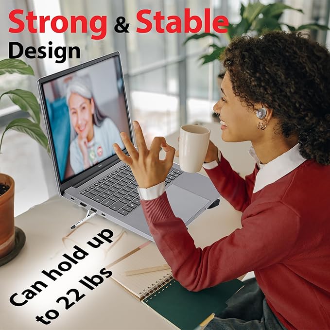 Portable Laptop Stand, Foldable Laptop Stand for Desk and Travel, Ergonomic 6-Level Angle Adjustable Computer Riser, Compact ABS Holder Compatible with All Lap Tops and iPad (10-15.6")