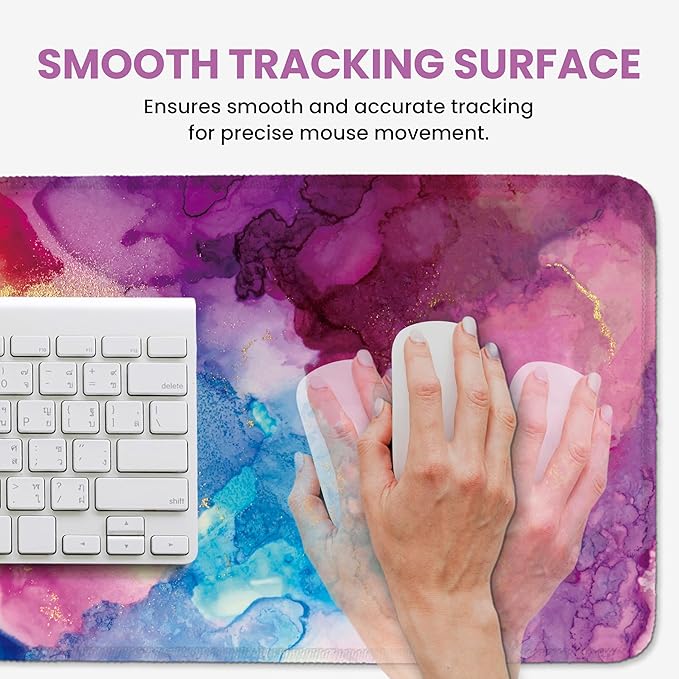 Large Mouse Pad for Desktop, Cute Desk Mat Pad Protector for Work & Gaming, Aesthetic Pretty Anti-Slip Laptop Blotter Cover for Office School Home Supplies, Color Splash, 31.5" x 11.8"
