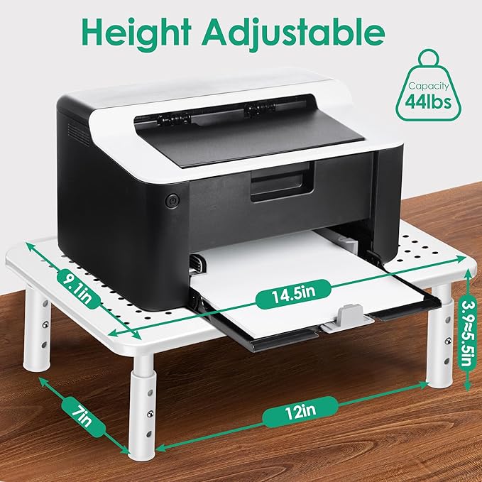 Monitor Stand Riser, 3 Height Adjustable Monitor Stand with Pen Holder, Dual Monitor Riser Laptop Riser for Office, Home, School Supplies, 1 Pack, White