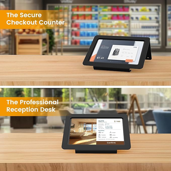 Tablet Desk Stand, All Metal 30° Ergonomic with Security Cable Lock for Office, POS Counter, Reception - Compatible with iPad 10th (10.9"), Pro 11", Air 4/5 (10.9"), Air 11"，iPad 11"(A16)