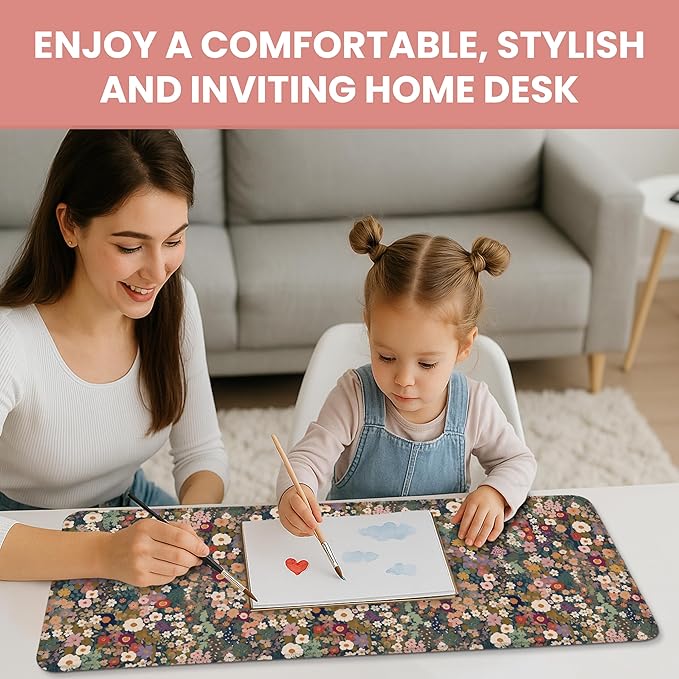 Large Mouse Pad for Desktop, Cute Desk Mat Pad Protector for Work & Gaming, Aesthetic Pretty Anti-Slip Laptop Blotter Cover for Office School Home Supplies, Garden, 31.5" x 11.8"