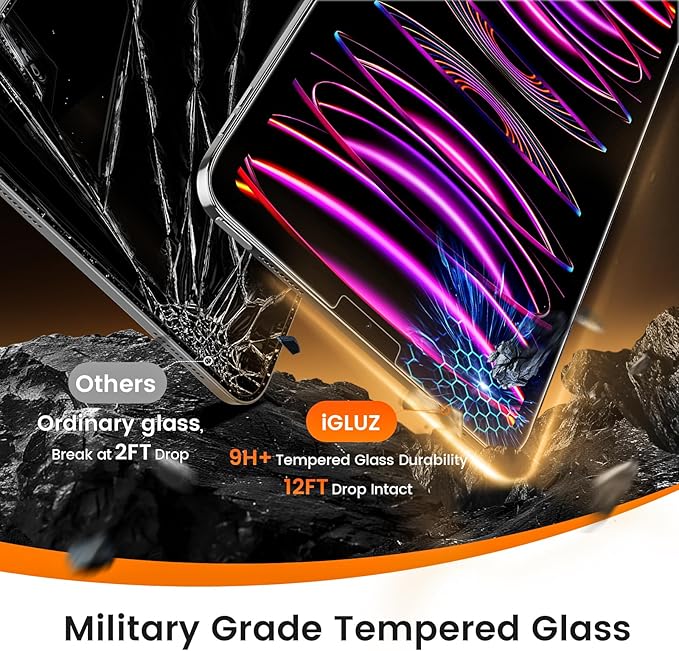 PandaShield 2 Pack for iPad Pro 11"(4th 3rd 2nd 1st Gen) iPad Air 10.9"(5th 4th Gen) 9H+ Tempered Glass Screen Protector with Easy-Install[12FT Grade Shatterproof] Apple Pencil Compatible,Bubble Free, Face ID Compatible,HD Clarity