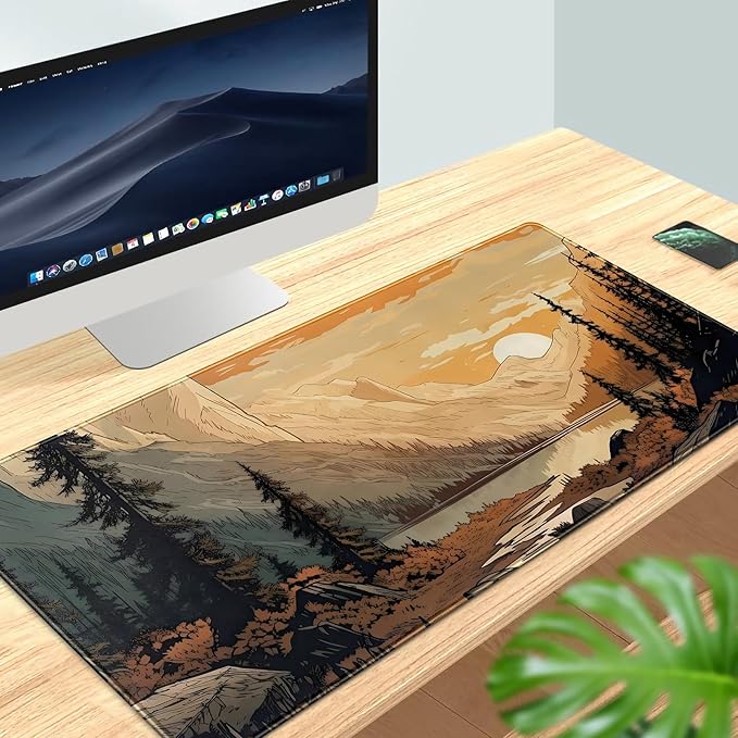 Sunset Mountains Desk Mat Aesthetic Large Mouse Pad XXL Extended Gaming Mousepad Nature Landscape Big Mouse Mat Computer Laptop Desktop Pad Keyboard Mat Desk Decor 31.5x15.7 in