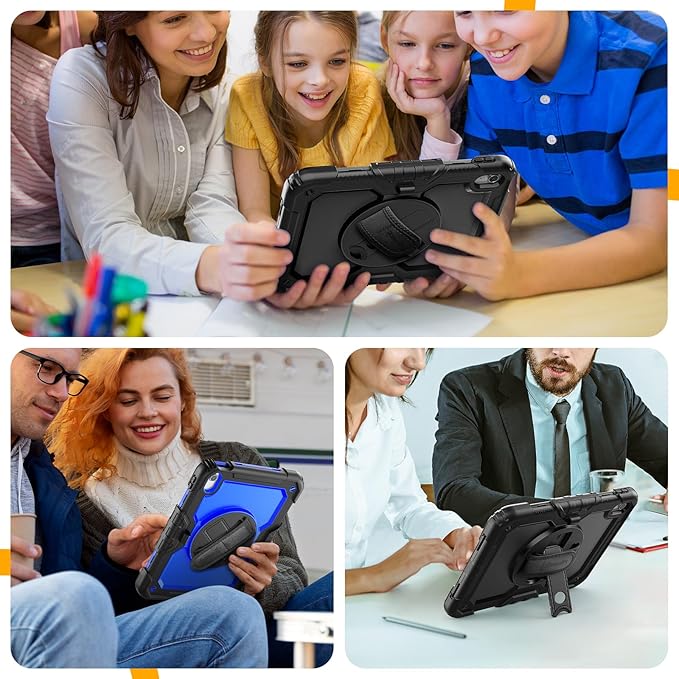 timecity for iPad (A16) 11th/ 10th Generation Case 11''/ 10.9 Inch (2025/2022) - Heavy Duty Protective Cover with Screen Protector, Stand, Shoulder Strap & Pencil Holder | Kids-Friendly - Black
