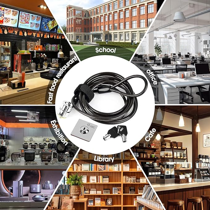 I3C Laptop Cable Lock Hardware Security Cable Lock Anti Theft Combination Lock, Laptop-Computer-Security-Locks for Laptop PC Monitors Projectors Docks Tablet Notebooks (10pack)