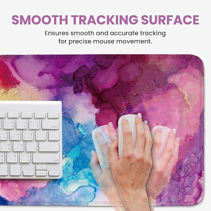 Large Mouse Pad for Desktop, Cute Desk Mat Pad Protector for Work & Gaming, Aesthetic Pretty Anti-Slip Laptop Blotter Cover for Office School Home Supplies, Color Splash, 35.4" x 15.7"