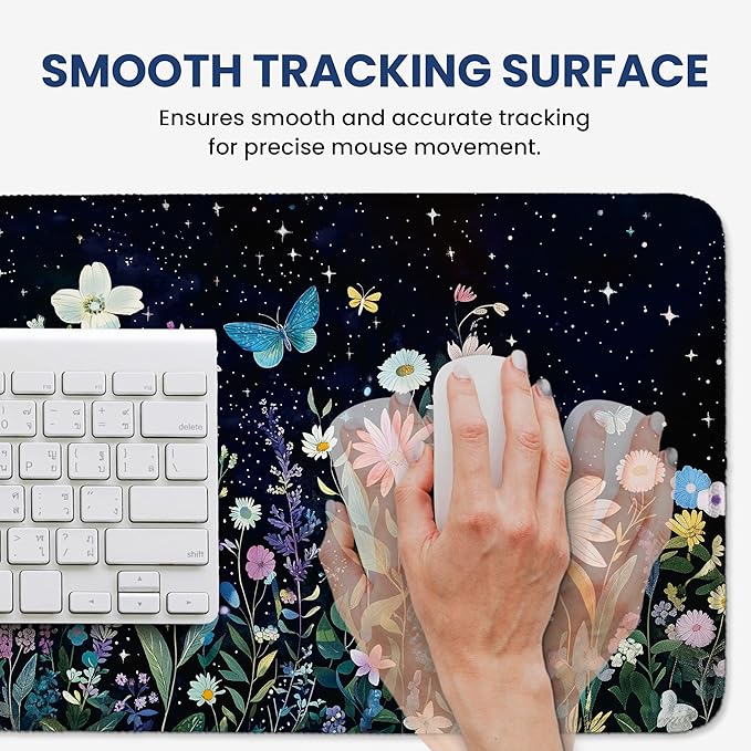 Large Mouse Pad for Desktop, Cute Desk Mat Pad Protector for Work & Gaming, Aesthetic Pretty Anti-Slip Laptop Blotter Cover for Office School Home Supplies, Celestial, 31.5" x 11.8"