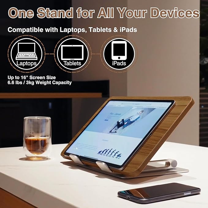 AVARO Adjustable Laptop Stand – Ergonomic Laptop Stand with Customizable Height & Angle, Robust Design Laptop Riser for Desk, Portable, Foldable & Durable Computer Stand for Home or Office Use