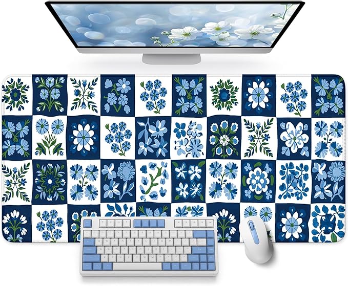 Large Mouse Pad for Desktop, Cute Desk Mat Pad Protector for Work & Gaming, Aesthetic Pretty Anti-Slip Laptop Blotter Cover for Office School Home Supplies, Petal Array, 31.5" x 11.8"