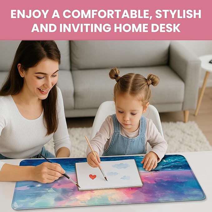Large Mouse Pad for Desktop, Cute Desk Mat Pad Protector for Work & Gaming, Aesthetic Pretty Anti-Slip Laptop Blotter Cover for Office School Home Supplies, Sunset, 31.5" x 11.8"