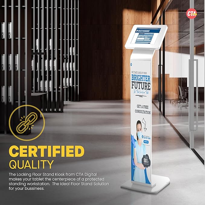 Locking Floor Stand – CTA Premium Locking Support Base Kiosk with Steel Body and Heavy-Duty Locking Enclosure with Keys for iPad Pro 13-inch (M4), iPad Pro 12.9-inch, iPad Air 13-Inch (M3 / M2)