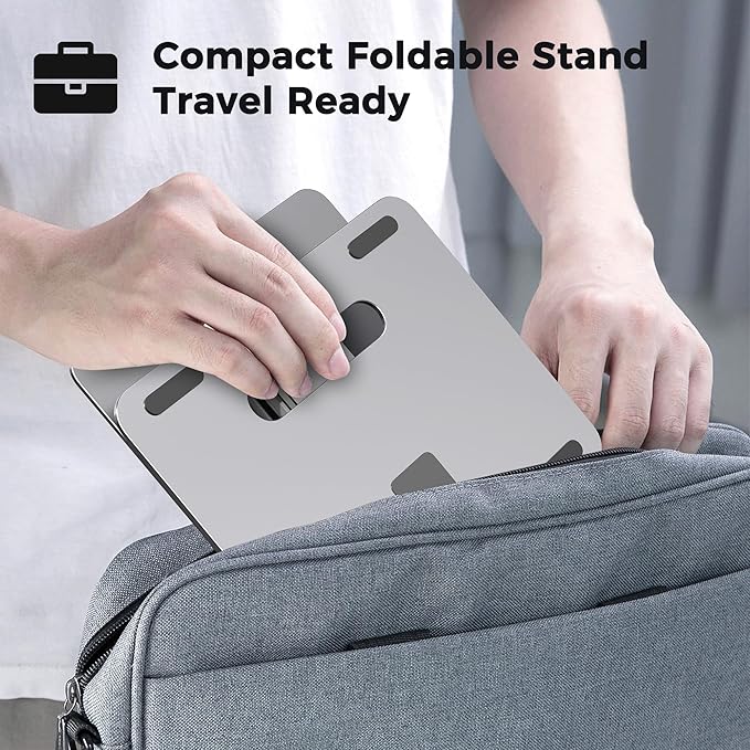 AboveTEK Laptop Stand, Adjustable Portable Computer Riser, Ergonomic Aluminum Notebook Desktop Holder for Desk, Compatible with MacBook Pro, Air, HP, Fits Up to 17 Inch Laptops, Silver