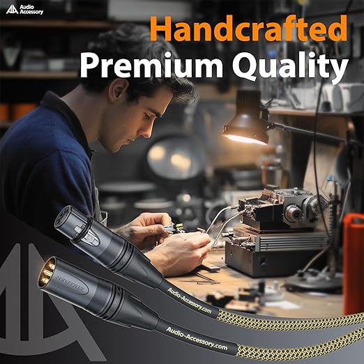 Gold Series Star Quad XLR Cables 25ft, Neutrik Connectors, 19AWG Microphone Cable, Kevlar-Reinforced Nylon Braided Handmade Mic Cable, 100% Coverage OFC Braid and Al-Foil Shielding