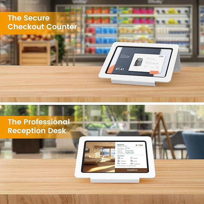 Tablet Desk Stand, All Metal 30° Ergonomic with Security Cable Lock for Office, POS Counter, Reception - Compatible with iPad 10th (10.9"), Pro 11", Air 4/5 (10.9"), Air 11"，iPad 11"(A16)