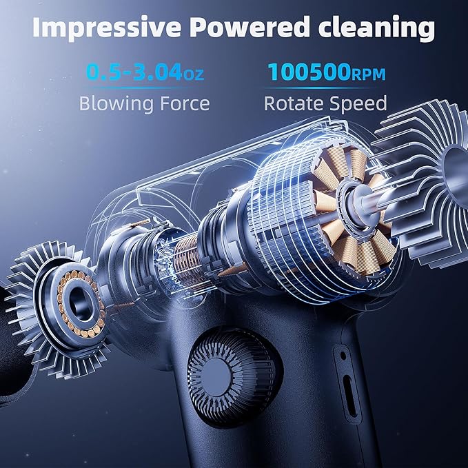 DOROBEEN Compressed Air Duster, PC Keyboard Cleaner, Replace Compressed Air Can, Electric Air Duster with Brushless DC Motor, Stepless Knob