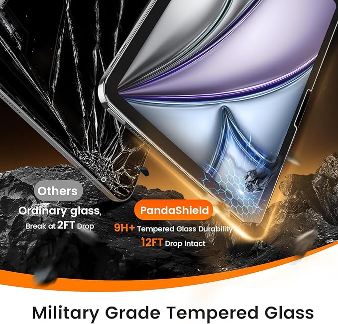 PandaShield 2-Pack 9H+ Tempered Glass Screen Protector for iPad Air M3/M2 (2025/2024) (13 inch) - Easy-Install Box, Apple Pencil Compatible, Bubble Free, Face ID Friendly, HD Clarity