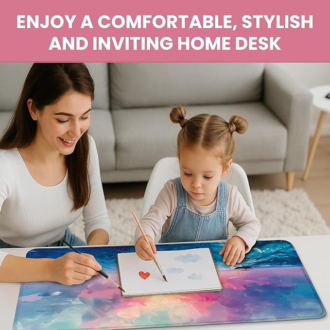 Large Mouse Pad for Desktop, Cute Desk Mat Pad Protector for Work & Gaming, Aesthetic Pretty Anti-Slip Laptop Blotter Cover for Office School Home Supplies, Sunset, 35.4" x 15.7"
