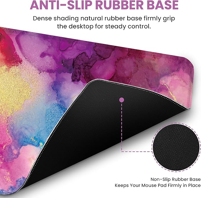 Large Mouse Pad for Desktop, Cute Desk Mat Pad Protector for Work & Gaming, Aesthetic Pretty Anti-Slip Laptop Blotter Cover for Office School Home Supplies, Color Splash, 31.5" x 11.8"