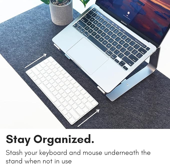 Macally Aluminum Laptop Stand for Desk - Works with All MacBook/Pro/Air & Laptops Between 10” to 17.3” - Sleek and Sturdy Laptop Riser - (ASTANDSG), Space Gray