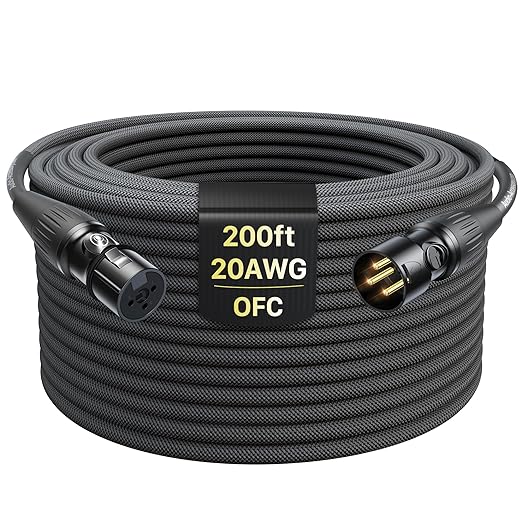XLR Cables 200ft 1 Pack, Professional Gold-Plated Rean Connectors from Neutrik, Kevlar-Reinforced Nylon Braided Microphone Cable, Mic Cable, Durable Shielded and Balanced XLR Male to Female Cord