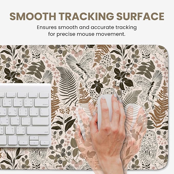 Large Mouse Pad for Desktop, Cute Desk Mat Pad Protector for Work & Gaming, Aesthetic Pretty Anti-Slip Laptop Blotter Cover for Office School Home Supplies, Magical Forest, 35.4" x 15.7"