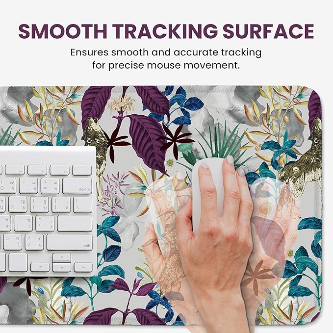 Large Mouse Pad for Desktop, Cute Desk Mat Pad Protector for Work & Gaming, Aesthetic Pretty Anti-Slip Laptop Blotter Cover for Office School Home Supplies, Jungle, 31.5" x 11.8"
