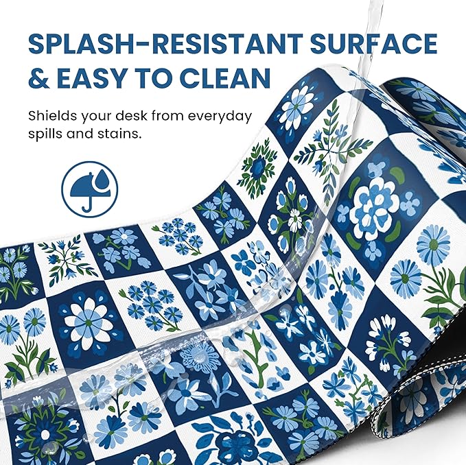 Large Mouse Pad for Desktop, Cute Desk Mat Pad Protector for Work & Gaming, Aesthetic Pretty Anti-Slip Laptop Blotter Cover for Office School Home Supplies, Petal Array, 31.5" x 11.8"