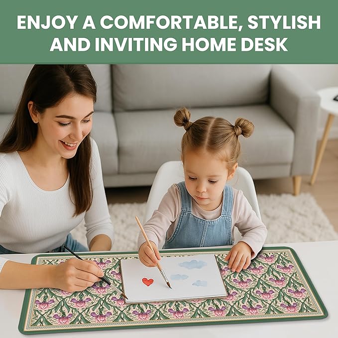 Large Mouse Pad for Desktop, Cute Desk Mat Pad Protector for Work & Gaming, Aesthetic Pretty Anti-Slip Laptop Blotter Cover for Office School Home Supplies, Blush Iris Garden, 31.5" x 11.8"