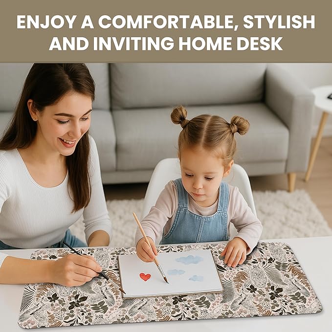 Large Mouse Pad for Desktop, Cute Desk Mat Pad Protector for Work & Gaming, Aesthetic Pretty Anti-Slip Laptop Blotter Cover for Office School Home Supplies, Magical Forest, 31.5" x 11.8"