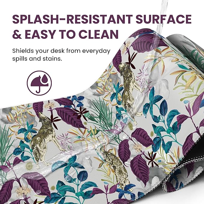 Large Mouse Pad for Desktop, Cute Desk Mat Pad Protector for Work & Gaming, Aesthetic Pretty Anti-Slip Laptop Blotter Cover for Office School Home Supplies, Jungle, 31.5" x 11.8"