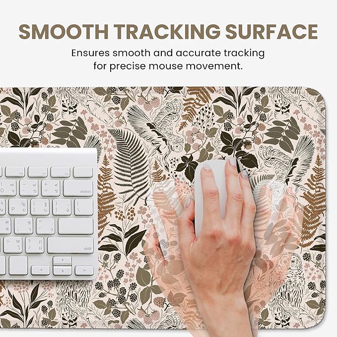 Large Mouse Pad for Desktop, Cute Desk Mat Pad Protector for Work & Gaming, Aesthetic Pretty Anti-Slip Laptop Blotter Cover for Office School Home Supplies, Magical Forest, 31.5" x 11.8"