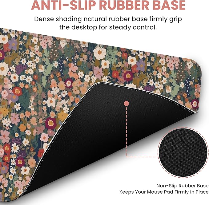 Large Mouse Pad for Desktop, Cute Desk Mat Pad Protector for Work & Gaming, Aesthetic Pretty Anti-Slip Laptop Blotter Cover for Office School Home Supplies, Garden, 31.5" x 11.8"