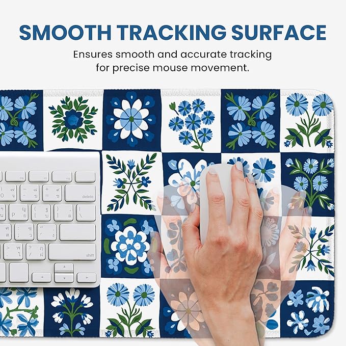 Large Mouse Pad for Desktop, Cute Desk Mat Pad Protector for Work & Gaming, Aesthetic Pretty Anti-Slip Laptop Blotter Cover for Office School Home Supplies, Petal Array, 31.5" x 11.8"