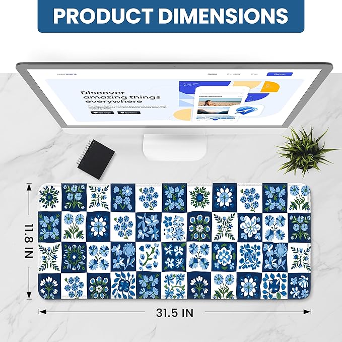 Large Mouse Pad for Desktop, Cute Desk Mat Pad Protector for Work & Gaming, Aesthetic Pretty Anti-Slip Laptop Blotter Cover for Office School Home Supplies, Petal Array, 31.5" x 11.8"