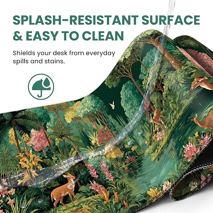 Large Mouse Pad for Desktop, Cute Desk Mat Pad Protector for Work & Gaming, Aesthetic Pretty Anti-Slip Laptop Blotter Cover for Office School Home Supplies, Emerald Shores, 35.4" x 15.7"