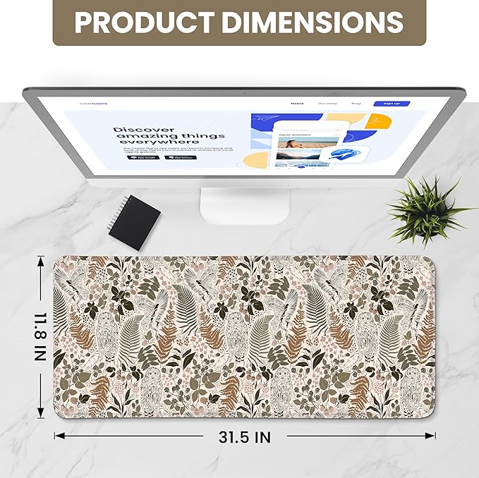 Large Mouse Pad for Desktop, Cute Desk Mat Pad Protector for Work & Gaming, Aesthetic Pretty Anti-Slip Laptop Blotter Cover for Office School Home Supplies, Magical Forest, 31.5" x 11.8"