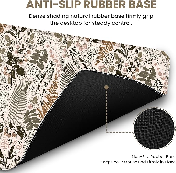 Large Mouse Pad for Desktop, Cute Desk Mat Pad Protector for Work & Gaming, Aesthetic Pretty Anti-Slip Laptop Blotter Cover for Office School Home Supplies, Magical Forest, 35.4" x 15.7"