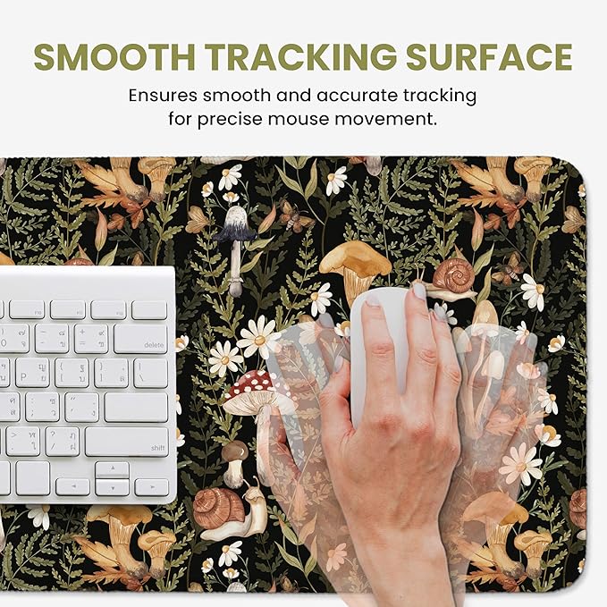 Large Mouse Pad for Desktop, Cute Desk Mat Pad Protector for Work & Gaming, Aesthetic Pretty Anti-Slip Laptop Blotter Cover for Office School Home Supplies, Mushroom, 31.5" x 11.8"