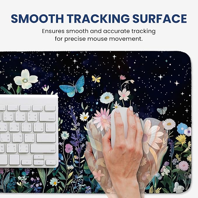 Large Mouse Pad for Desktop, Cute Desk Mat Pad Protector for Work & Gaming, Aesthetic Pretty Anti-Slip Laptop Blotter Cover for Office School Home Supplies, Celestial, 35.4" x 15.7"