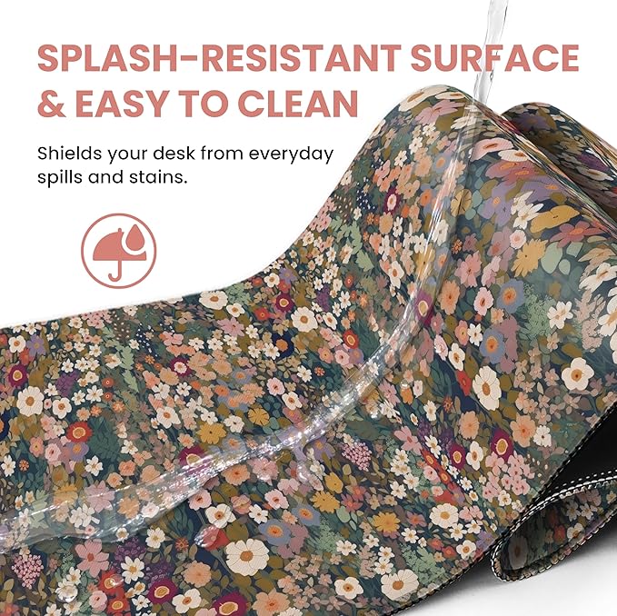 Large Mouse Pad for Desktop, Cute Desk Mat Pad Protector for Work & Gaming, Aesthetic Pretty Anti-Slip Laptop Blotter Cover for Office School Home Supplies, Garden, 31.5" x 11.8"