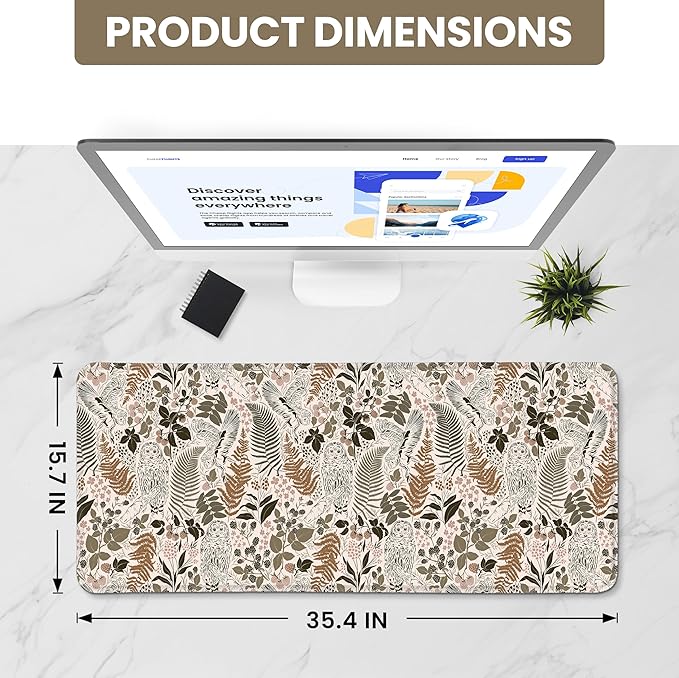 Large Mouse Pad for Desktop, Cute Desk Mat Pad Protector for Work & Gaming, Aesthetic Pretty Anti-Slip Laptop Blotter Cover for Office School Home Supplies, Magical Forest, 35.4" x 15.7"