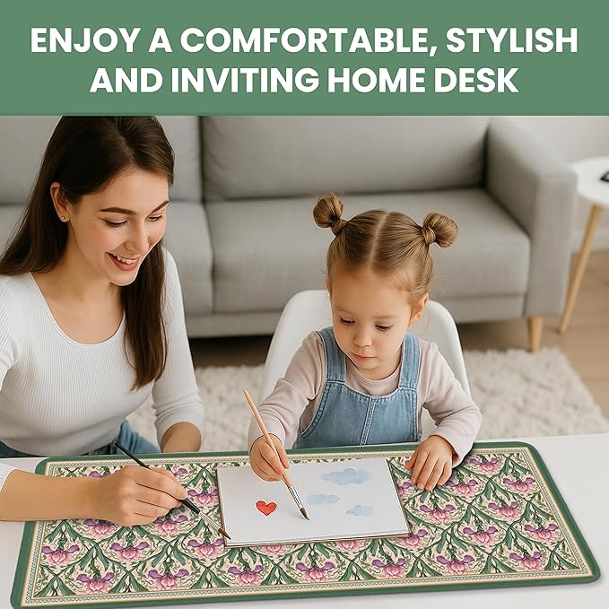 Large Mouse Pad for Desktop, Cute Desk Mat Pad Protector for Work & Gaming, Aesthetic Pretty Anti-Slip Laptop Blotter Cover for Office School Home Supplies, Blush Iris Garden, 35.4" x 15.7"