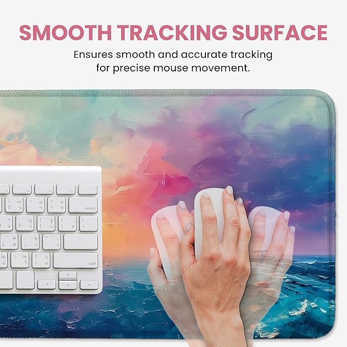 Large Mouse Pad for Desktop, Cute Desk Mat Pad Protector for Work & Gaming, Aesthetic Pretty Anti-Slip Laptop Blotter Cover for Office School Home Supplies, Sunset, 35.4" x 15.7"
