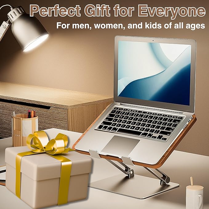 AVARO Adjustable Laptop Stand – Ergonomic Laptop Stand with Customizable Height & Angle, Robust Design Laptop Riser for Desk, Portable, Foldable & Durable Computer Stand for Home or Office Use